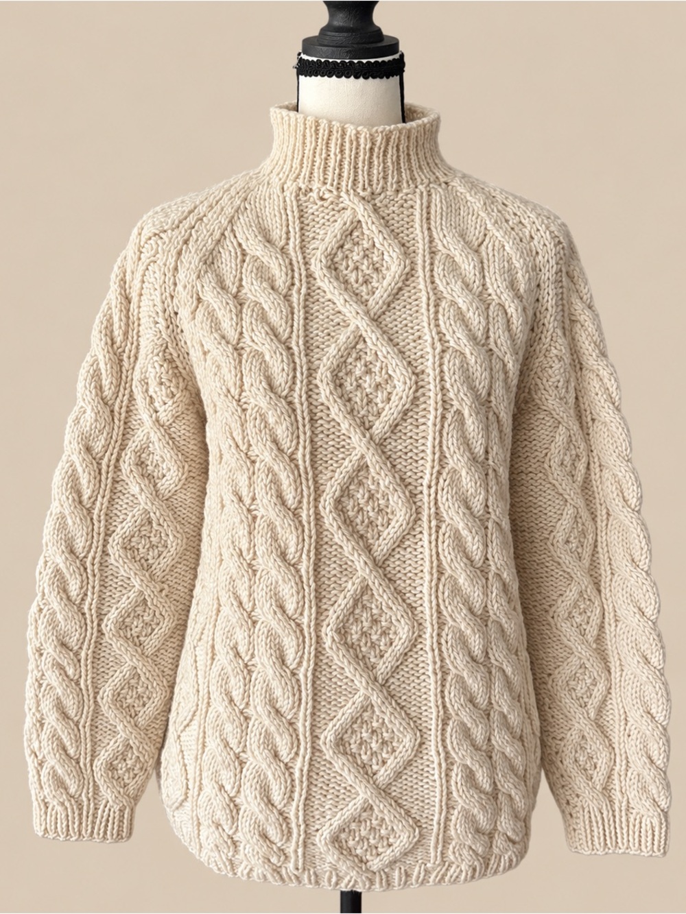 Hand-Knit Fisherman Cable Knit Sweater M